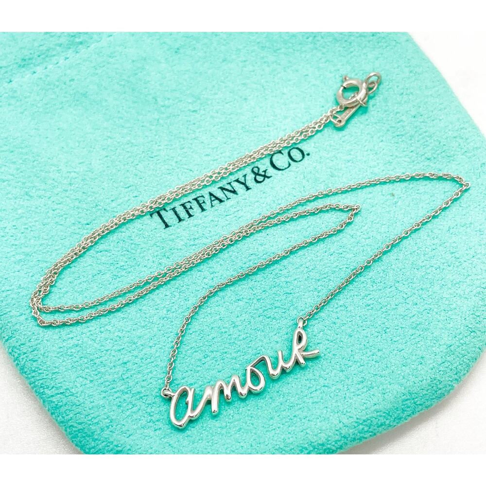 Tiffany & Co. Paloma Picasso AMOUR Graffiti Pendant Necklace Sterling Silver 16" - Picture 2 of 10